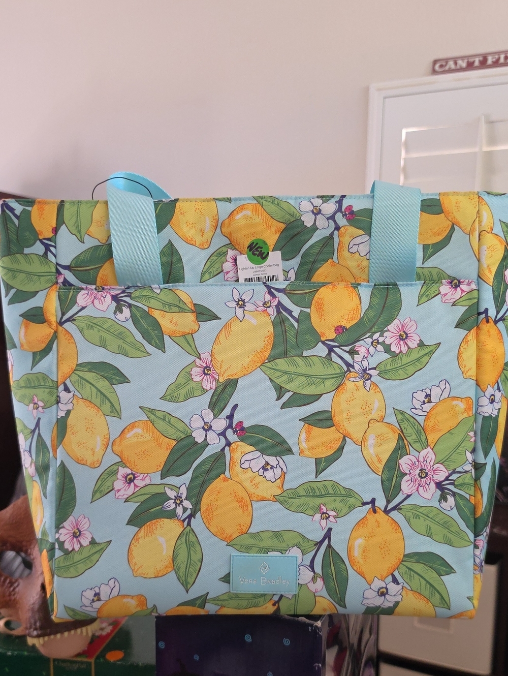Vera Bradley Lemon Floral Tote - Aqua and Yellow